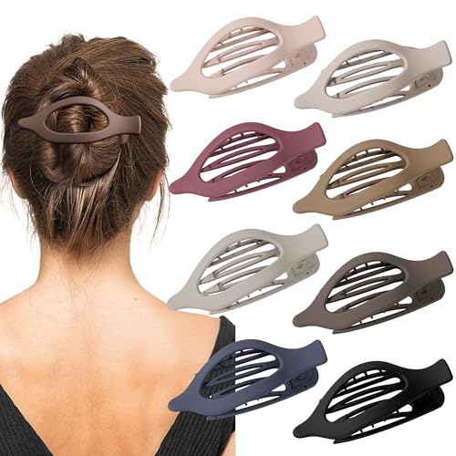 Sunolga 8PCS Flat Hair Clips for Women Matte Hair Claw Clips for Thick & Thin Hair No-Slip Hair Clips Strong Hold French Duckbill Styling Accessories