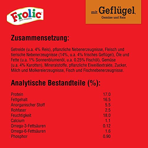 Frolic Hundefutter Trockenfutter mit Geflügel, Gemüse und Reis, 5 Beutel (5 x 1,5kg)