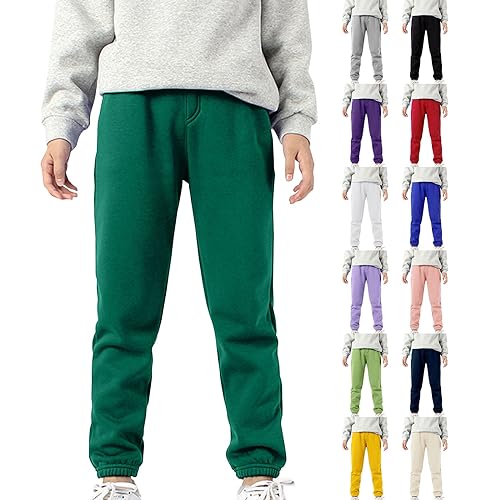 Kids Unisex Soft Brushed Fleece Casual Pull On Jogger Sweatpants with Pockets for Boys or Girls