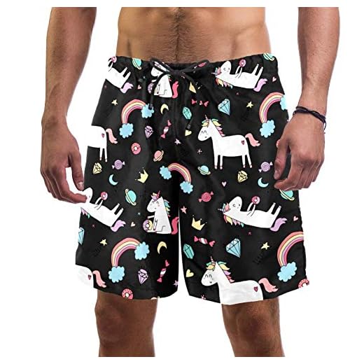 Eslifey Herren Strand-Shorts, niedliches Einhorn, Tanz, Party, Dabbing, Einhorn, Badehose, elastischer Badeanzug, Boardshorts für Herren, L Gr. XL, multi 4 TIZORAX Süße Einhorn-Badehose für Herren, Badehose mit Netzfutter Gr. Verschiedene Größen, mehrfarbig