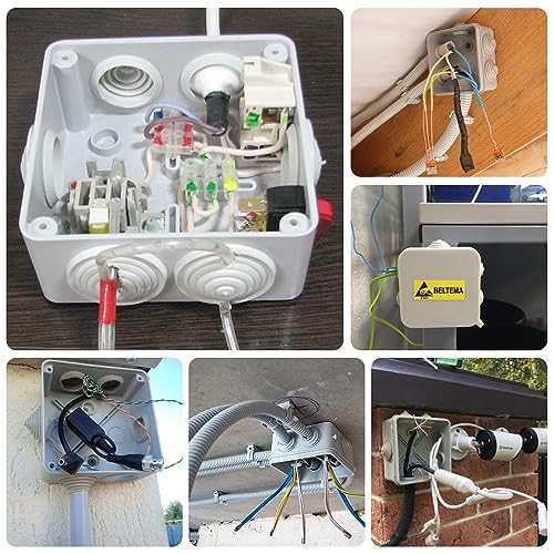 Jortmrd 4 Stück Verteilerdose Aufputz Abzweigdose Wasserdicht Anschlussdose ABS Gehäuse Steckerverschraubung Elektrische Box für Innen Außen Outdoor (85x85x50 mm + 100x100x70 mm, P65, Weiß)