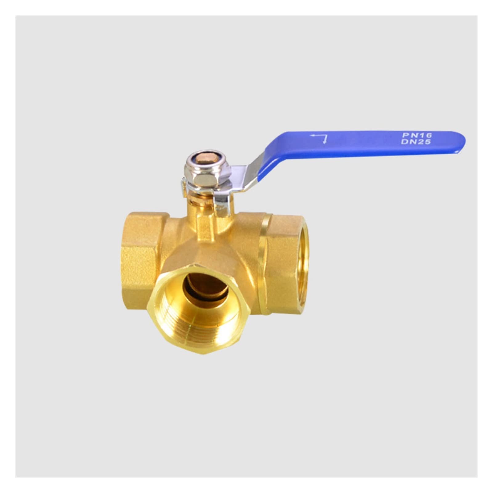 Válvula de Bola de 3 vías, Hembra, de latón, de 1/4", 3/8", 1/2", 3/4", 1", con Puerto en T y Puerto en L, Adaptador for Agua, Aceite, Aire y Gas. | T-type,1 Inch
