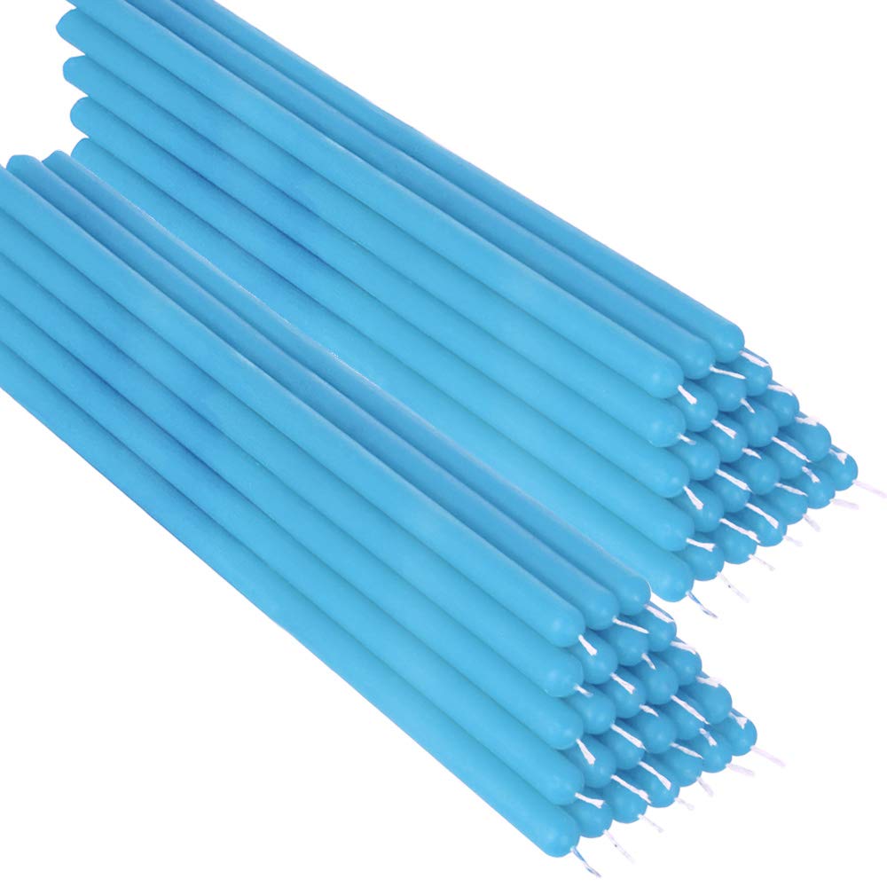 NKlaus 50 x jasnoniebieski wosk parafinowy 26 cm bez sadzy ręczne wykonanie świece stołowe świeca rytualna świece krople 36340