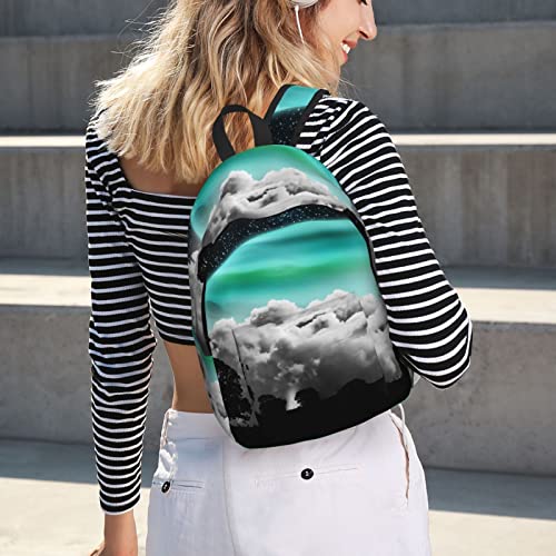 Sac à dos en toile léger ALLOCS Space And Moon décontracté et robuste Noir - 7