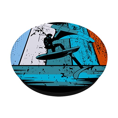 Wing Surf Wing Foil Wingsurfer Retro PopSockets Swappable PopGrip, Black - Image 2