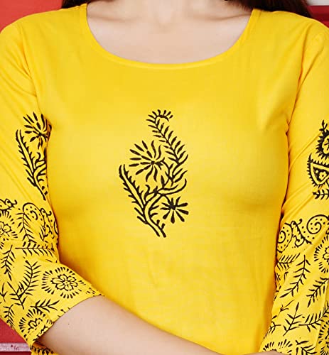 Image of Women Rayon Straight Golden Foil Printed Kurta with Palazzo || Kurti with Palazzo Set for Casual Party & Festival Wear in Round Neck with 3 /4 Sleeve for Girls