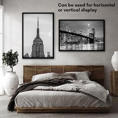 Americanflat 27x40 Picture Frame with Polished Plexiglass - Streamline Collection - Thin Border Picture Frame for Wall Display - Hanging Hardware Included - Black