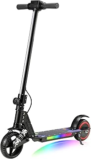 KHHK Electric Scooter for Children from 6-14 Years, Foldable E-Scooter with 130 W Motor, Max Speed 14 km/h, Range 5-8 km, Double Shock Absorbers, Double Safety Brake System
