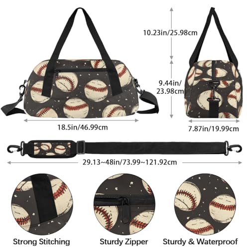 Baseball Patterns Kids Duffle Bag Boys Girls Small Sport Dance Gym Bag for Overnight Travel Weekender Carry On4