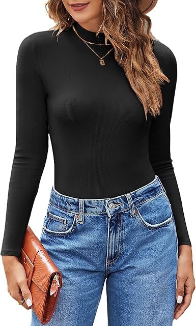 colorchakra Womens Cotton high Neck Pullover Rib Knit stretachable skeevy for Women Ribbed top-picture-49
