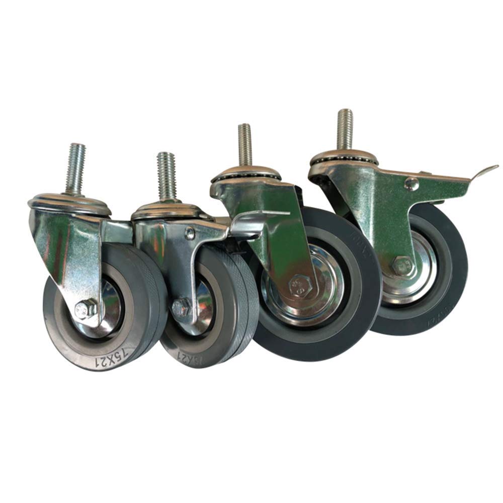 Roulette 4 Pouces avec Roues de Frein Roues pivotantes M10 / M12 Roue à Rouleaux Industrielle résistante Gris Lot de 4