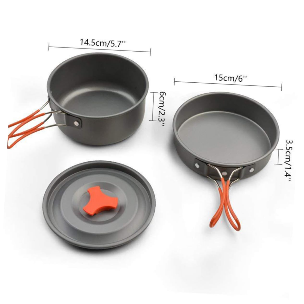 Happyyami 2-Piece Portable Camping Cookware Set Compact Size Non-Stick Heat-Resistant Insulated - for Outdoor Cooking
