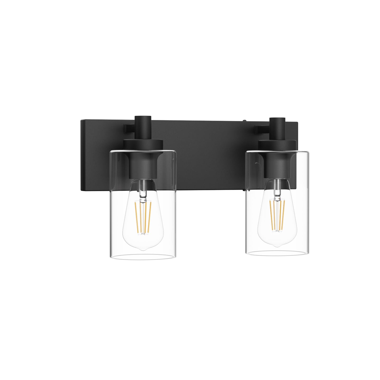 Tipace 2 Lights Industrial Bathroom Vanity Light Fixtures Over Mirror Black Vintage Vanity Lights with Clear Glass Farmhouse Wall Sconces Fixture(Exclude Bulb)