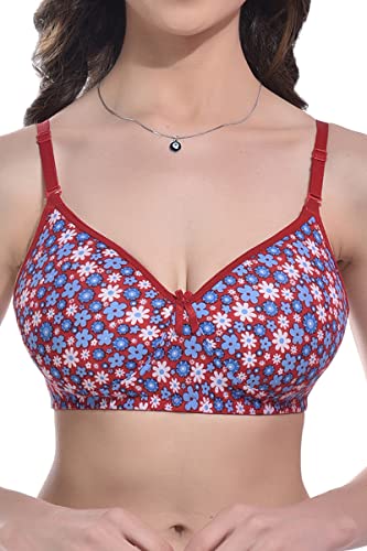 Image of FIMS - Fashion is my style Women Cotton Blend Floral Print Padded Non-Wired Bra Panty Set Full Coverage Lingerie Set Multicolor See Main Image to Check How Many Sets You Will Get