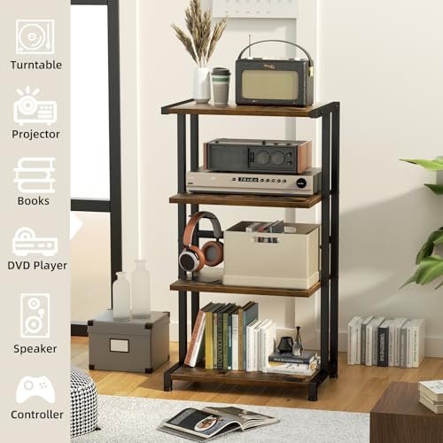 ERYTLLY 4-Tier AV Media Stand - Corner Game Console Shelf and Small Entertainment Stand - Audio Rack for TV, Small Media Console Organizer - Image 6
