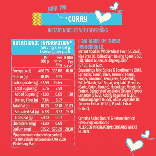 Image of WickedGud Nourishing Curry Instant Noodles (69 gm) | Healthy Noodles | No Maida | No Oil | No MSG | High Protein | High Fibre | Cholesterol Free