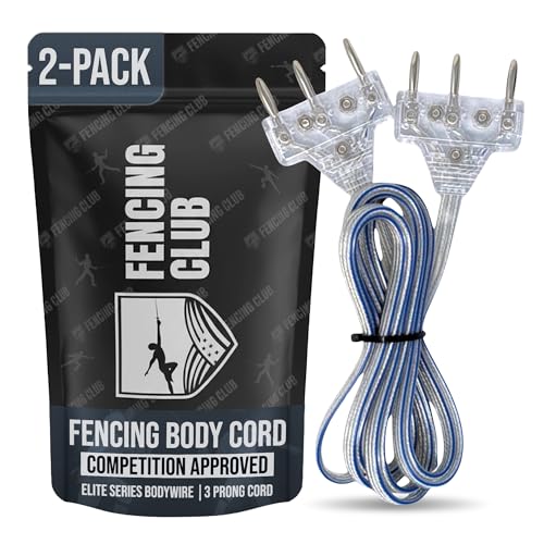 Fencing Club Fencing Epee Body Cord, Elite Series Bodywire, 3 Prong Cord, Clear Wire, Competition...