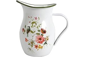 Enamel Pitcher with Wide Handle: Vintage Rustic Decor for Your Farmhouse