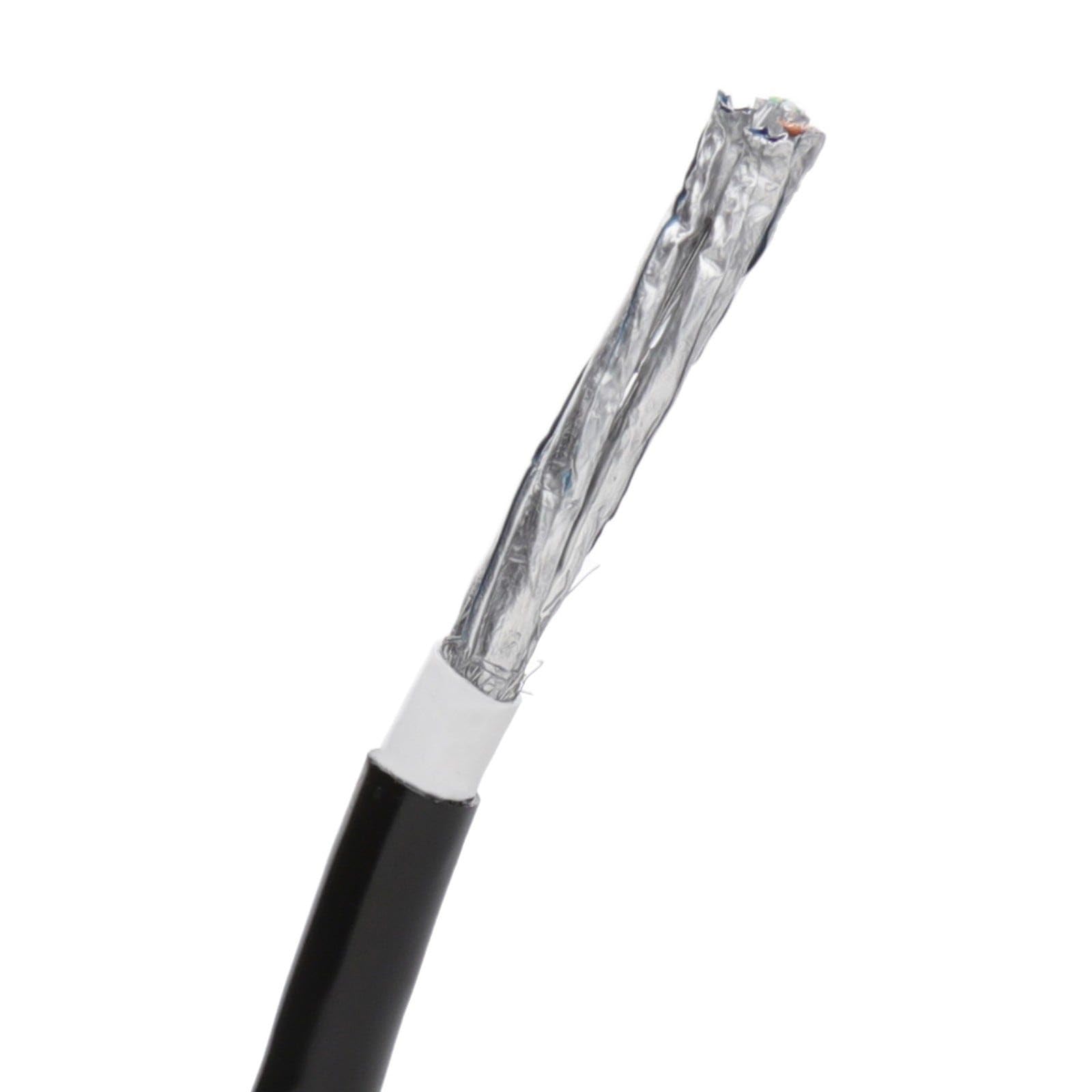kenable Cable de Red Ethernet CAT6A Exterior Enterramiento Directo COBRE Relleno de Gel Bobina 50 m [50 metros/50m] Negro
