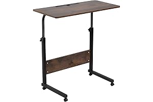 Hadulcet Mobile Side Table: Adjustable Sofa Desk for Laptop, Overbed Table with...