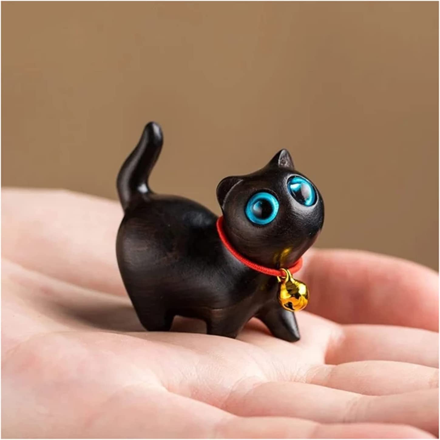 Laosshu C Ute Sandalwood Hand Arved Wood At, Handmade Lucky At Statue, Kitten Wooden Statue Desk Ornaments, At Memorial Statues, Garden Sculptures At Toy (Color : )