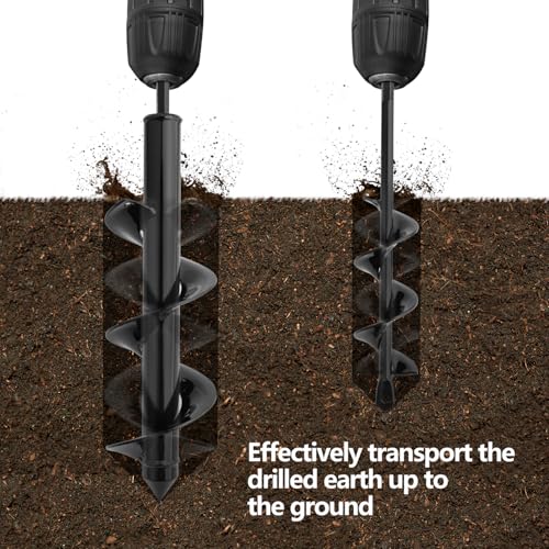 Gunpla Garden Auger Drill Bit for Planting Bulbs Seedlings, 4x22 cm and 8x30 cm, 2-Piece Post Hole Diggers, Fence Digger Tool with 3/8" Hex Drive 3 Gunpla Garden Auger Drill Bit for Planting Bulbs Seedlings, 4x22 cm and 8x30 cm, 2-Piece Post Hole Diggers, Fence Digger Tool with 3/8" Hex Drive - Image 3