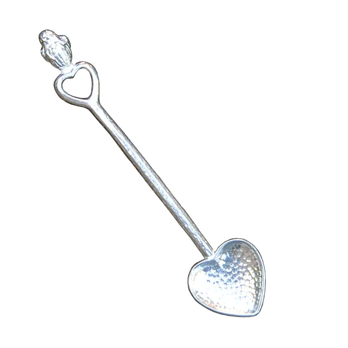 Rotkehlchen Zuckerlöffel, Herz Zuckerlöffel, Handgegossen von William Sturt aus Deutsche Zinn (Pewter)