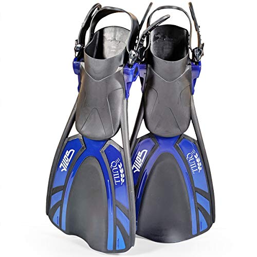 Tilos Quill Current Fins for Diving, Snorkeling, and Swim (Kids Blue, L)
