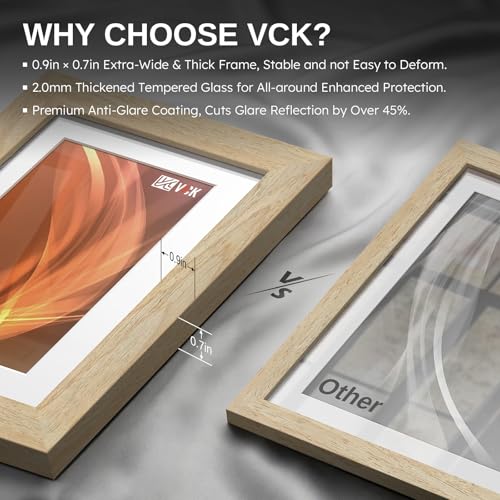 Image of VCK 18x24 Poster Frame 5 Pack, Natural Wood, 16x20 Mat, for Gallery Wall