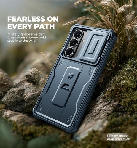 Image of Dexnor for Samsung Galaxy S26+ Plus Case with Upgraded Slide Camera Cover & 2 Front Frames & Built-in Screen Protector & Kickstand, Heavy-Duty Rugged Case Full-Body Protective Cover(2026),Navy Blue