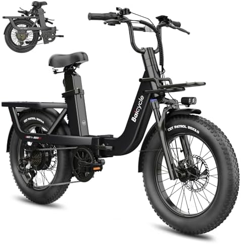 Electric Bikes for Adults with 750W/1500W Peak Motor 20" Fat Tire E Bike with 28 MPH 90 Miles Max Range 48V Removable Battery Folding EBike Electric Bicycle Mountain Commuter Bikes Cargo E-bike, Black