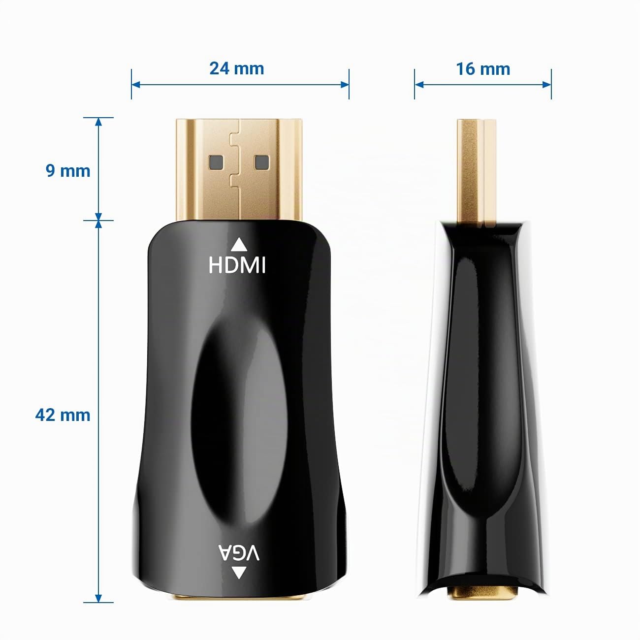 deleyCON Adaptateur HDMI vers VGA pour Moniteur Projecteur