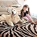 Zebra Print Rug, Brown Area Rug 5x7 Feet Zebra Rugs for Living Room Animal Rugs Carpet Animal Tiger Print Rug Black and Gold