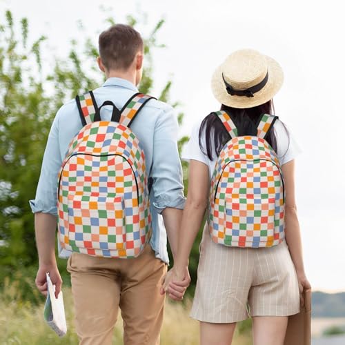 Gvgoagl Retro Vintage 60S 70S Checkered Backpack For Girls Boys Women Lightweight Canvas Bookbag Casual Daypack For Travel Outdoor Camping thumb #1