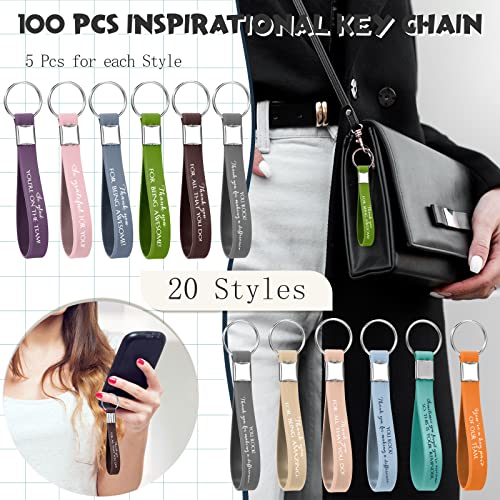 100 Pcs Coworker Inspirational Keychain Thank You Gift For Women Employee Appreciation Gifts Rubber Silicone Motivational Keychains Bulk For Men Women Office Business Teacher Volunteer Social Worker #TOP1