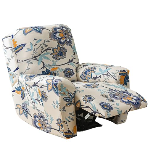 Ebeta Housse de Fauteuil Relax Doux Extensible, 4 Pièce Housse de Canapé Antidérapante avec Poche Latérale, Protege de Meubles Lavable Housse de Fauteuil...