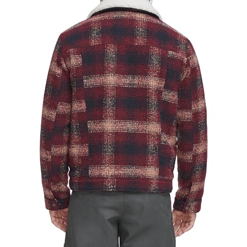 Levi's Men's Wool Blend Plaid Trucker with Sherpa Lining3