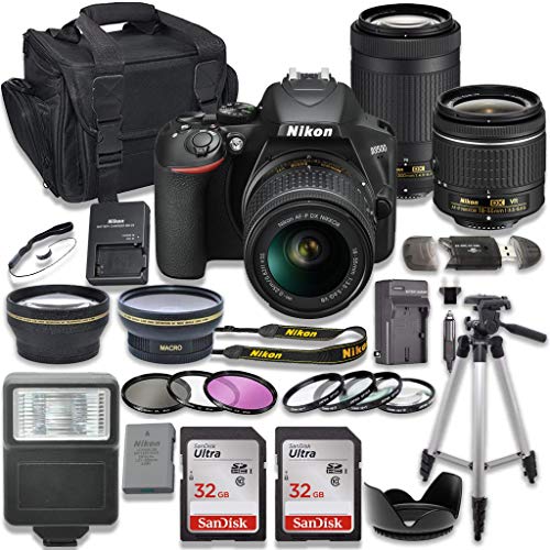 Nikon D3500 DSLR Camera with AF-P 18-55mm VR Lens + Nikon AF-P 70-300mm f/4.5-6.3G ED Lens + 2pc SanDisk 32GB Memory Cards + Accessory Kit