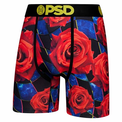 PSD Men's Boxer Briefs - Floral Racer, 5 Inch Inseam, Moisture-Wicking, 4-Way Stretch, Boxer Briefs for Men, X-Large