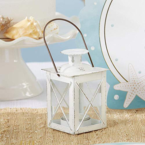 Kate-Aspen-Decorative-Lanterns-Set-of-2-Luminous-Distressed-Metal-Lantern-Candle-Holders-for-Wedding-Home-Decor-and-Party-45-H-65-H-with-Handle–White Kate Aspen Decorative Lanterns Set of 2 Luminous Distressed Metal Lantern Candle Holders for Wedding Home Decor and Party 45 H 65 H with Handle–White