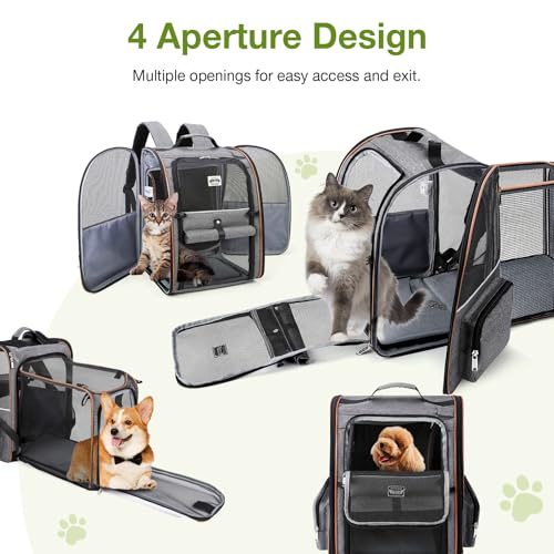 Lekebobor BP-21065GR02HSUS2 Large Cat Backpack Carrier Expandable Pet Carrier Backpack For Small Dogs Medium Cats Fit Up To 18 Lbs thumb #4
