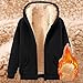 ZTFYKLIN Fleecejacke Damen Hoodie Kapuzenpullover mit Zipper, Fleecepullover Dick Warm Basic Sweatjacke mit Kapuze, Winterjacke Einfarbig Hooded mit Reißverschluss (Black, XL)
