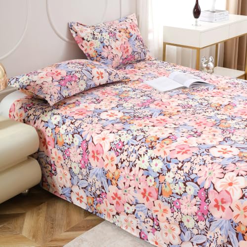 Image of Dew Cotton Bedsheet for Double Bed 160 TC 250 x 225 CM, Pink | Soft Lightweight Microfiber Bedsheet with 2 Pillow Covers, King Size 250 x 225 cm, Wrinkle Resistant & Easy Care Bedding