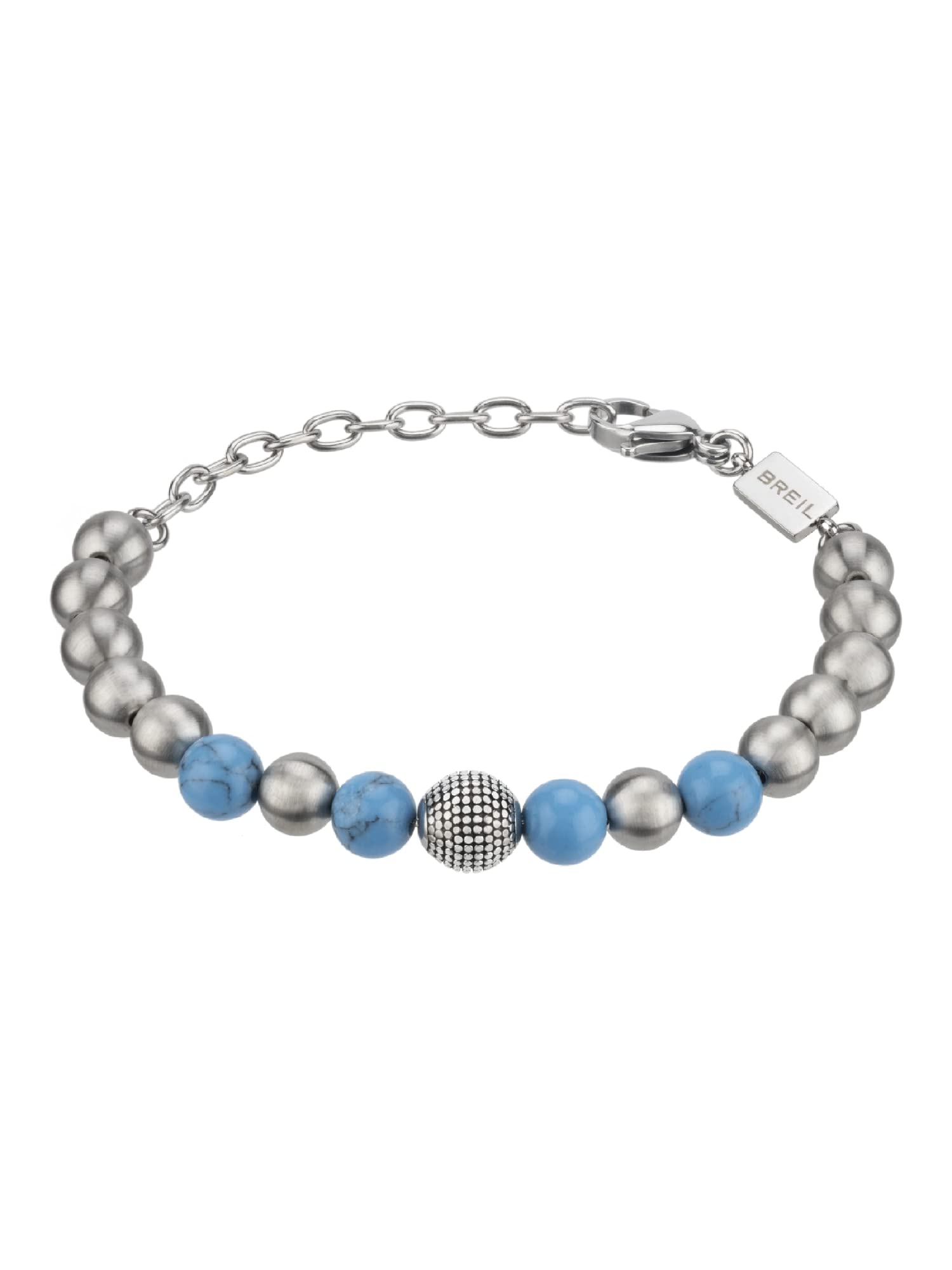 Breiljewel B FENCE collection, MEN'S BRACELET in STEEL color SILVER size 22,5CM with TURQUOISE - TJ3142