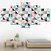 SIGNWIN 5 Panel Canvas Wall Art Modern Art Contemporary Dramatic Geometric Mixed Media Multicolor Patterns for Home Decorations Ready to Hang - 60