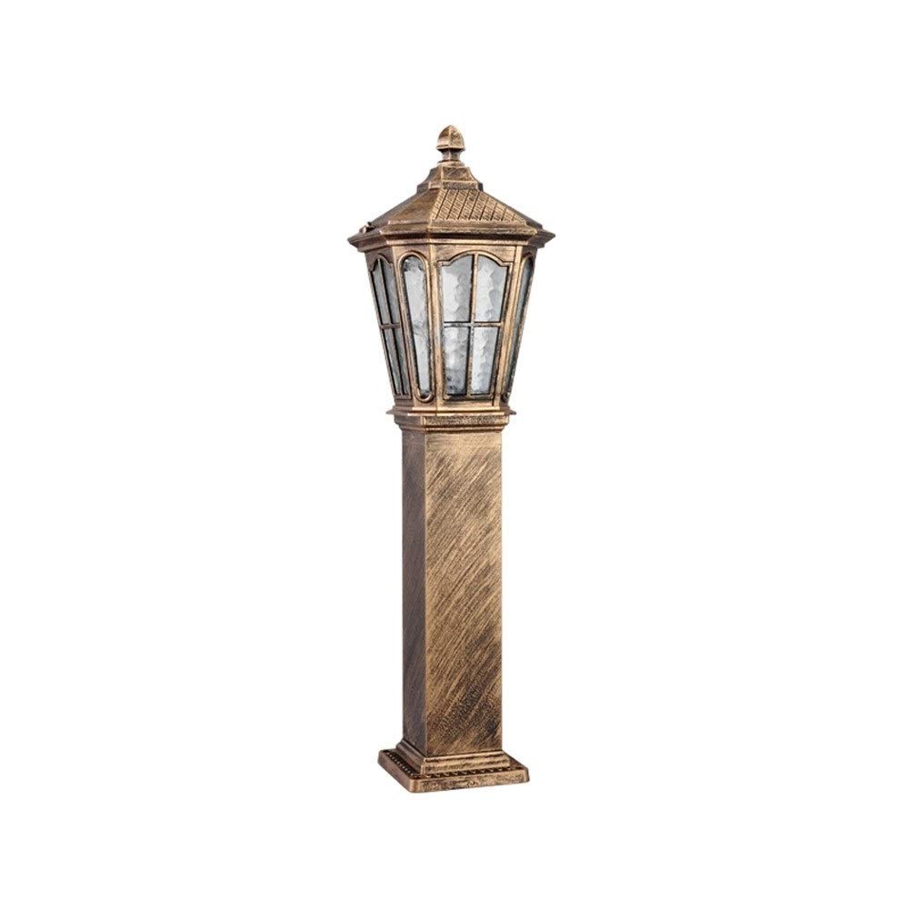 GTHTUHFD Lamp Post Lights, 60/80Cm Outdoor High Pole Garden Lantern Ip54 Waterproof Aluminum Retro Street Glass Column Outside Villa Community Courtyard Edecor Pillar Stigma Light E27,Bronze_80cm