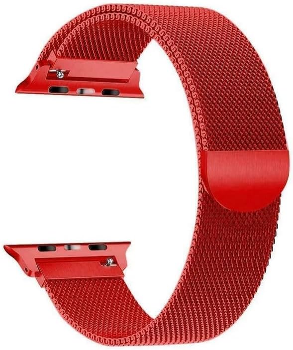 IMKRC - Magnetic Straps for Apple Watch Straps, Compatible with Apple Watch Straps Women, Bands for Apple Watch SE Strap, for Iwatch Strap, for Apple Watch Strap 44mm (Red - Small)