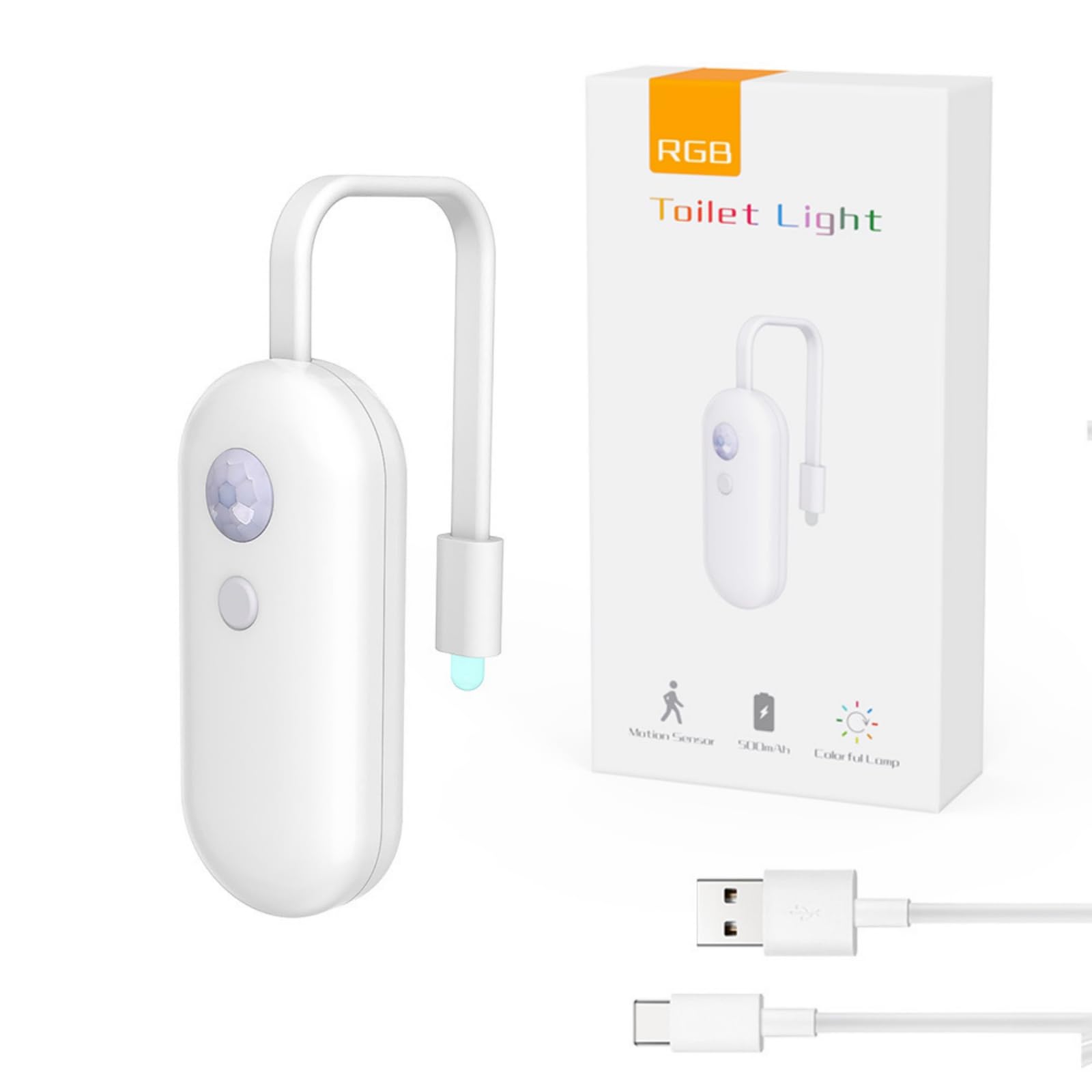 Kalttoy 1 Set Motion Activated Color Changing Toilet Light Usb Rechargeable Ip65 For Bathroom Automatic Toilet Seat Light