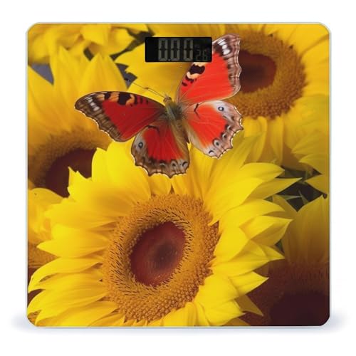 Báscula digital de baño con diseño amarillo y mariposa miniatura 1