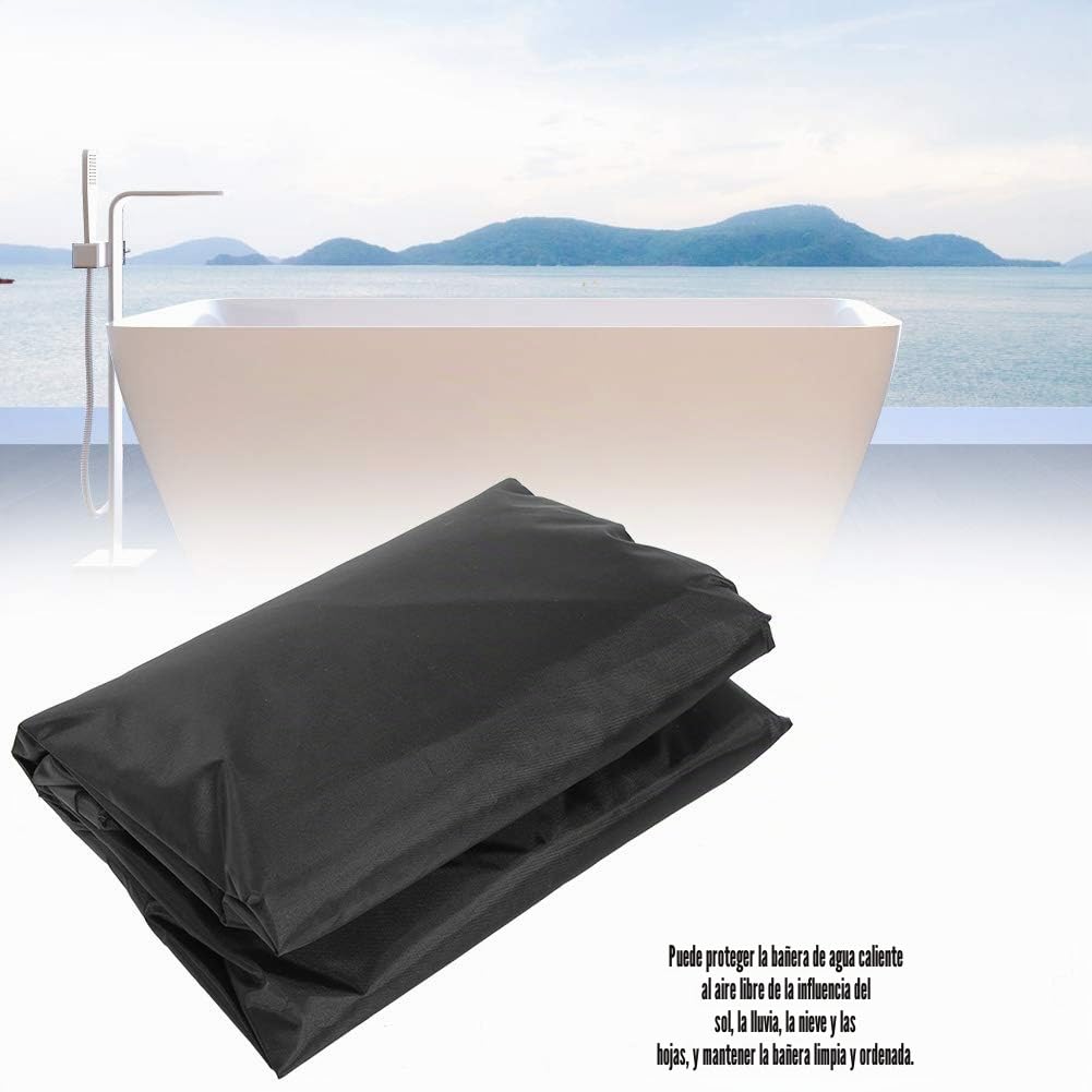 Ejoyous Cubierta para Bañera de Hidromasaje, Cubierta Térmica Plegable de Repuesto, Protectora de Aguas, Negro